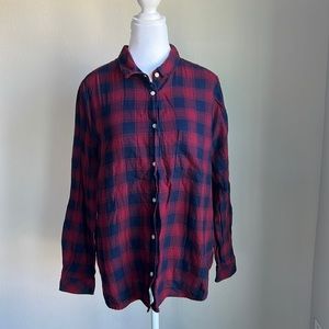 LOGG women’s plaid long sleeve button front shirt